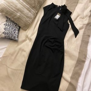 Black Fitted Dress with Mock Neck